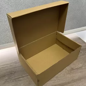 5Pcs Brown Cardboard Paper Shoes Boxes for Transport and Shipping, Large Size Courier Boxes, Extremely Hard Corrugated Packaging, Easy Fold Design, Ideal for Wigs, Footwear, and Heavy-Duty Packaging