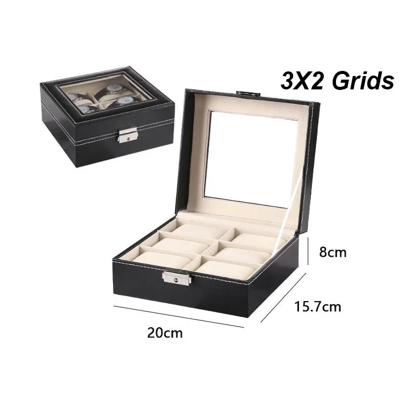 Premium PU Leather Watch Display Box with Glass Lid, Multi-Slot Organizer for 2/3/4/5/6/8/10/12/20 Watches, Elegant Jewelry Storage Case for Men and Women, Sophisticated Collector and Travel Organizer - 图片 11