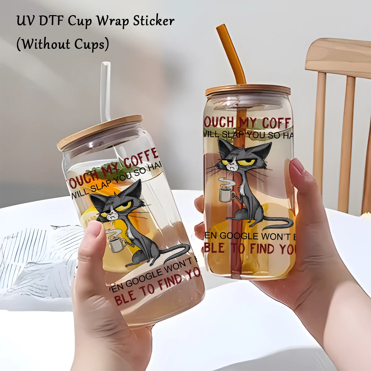 1PC Cat-Themed UV Transfer Sticker – DIY Waterproof Animal Pattern DTF Sticker for Glass Cups, Mug Decoration, Gift Wrapping, Personalized Drinkware, Creative Craft Supplies - 图片 4