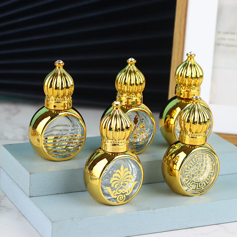 10ml Mini Essential Oil Roller Bottles with Gold Crown Cap – Elegant Carved Electroplated Glass Perfume Containers, Portable Travel-Friendly Empty Bottles for Aromatherapy, DIY Blends, and Small Business Use - 图片 3
