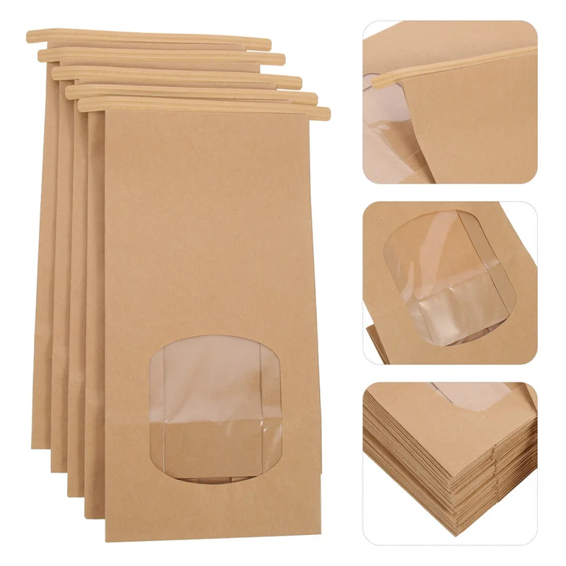 50pcs Greaseproof Paper Bags with Clear Window for Bakery, Toast, Cookies, Pastries, Sandwiches, Bread Storage and Packaging 6