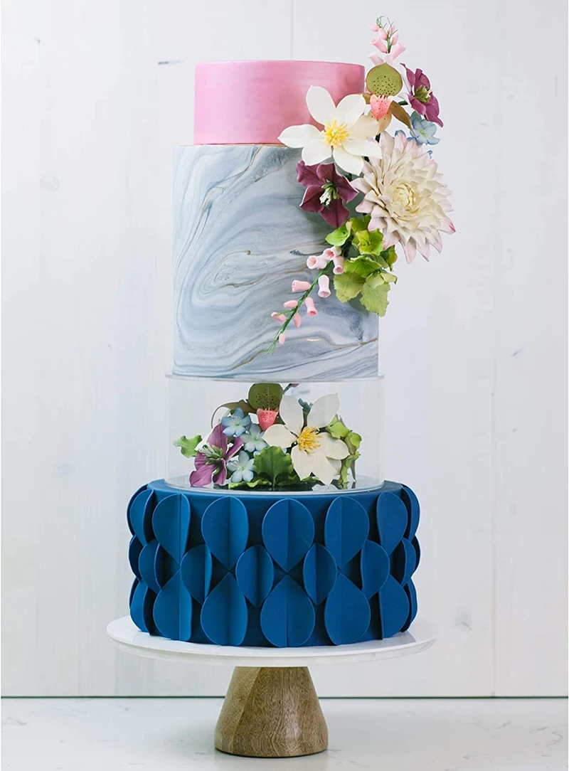 Acrylic Cake Display Board Round Cake Edge Smoother Tray, Clear DIY Refillable Cake Base Stand for Wedding, Birthday, Party, and Dessert Decoration Tools 4