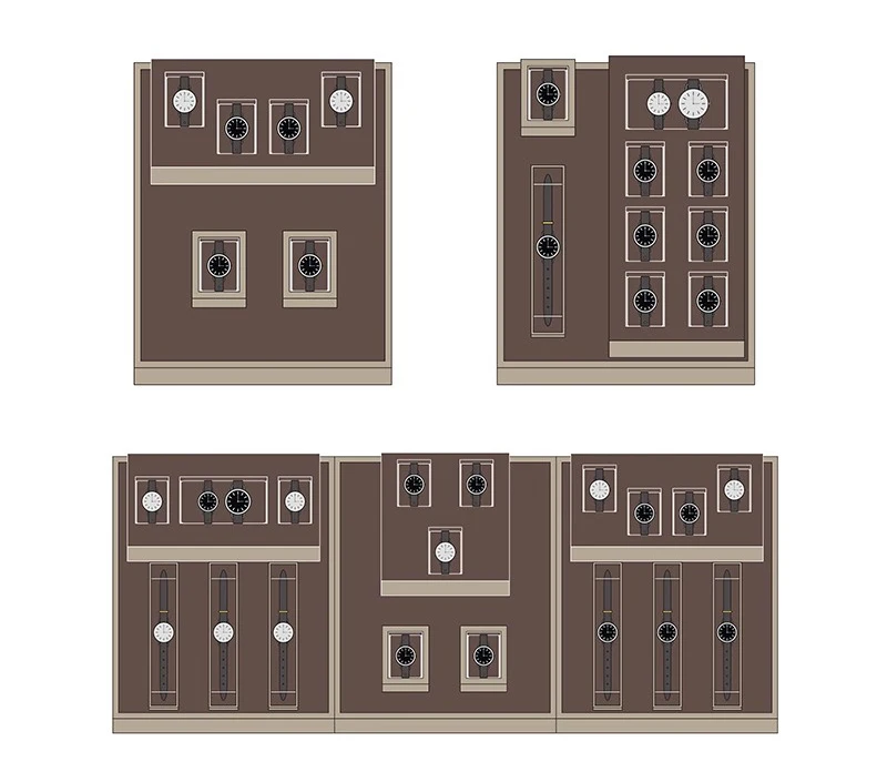 Luxury Brown Leatherette Watch Display Stand Holder – Retail Store Counter and Window Organizer for Watch Presentation, Ramp Base Desk Prop for Jewelry Shop Showcase and Professional Display Use 2