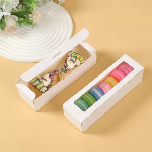 12Pcs Macaron Boxes with Clear Window, Transparent Cookie Packaging Gift Box for Macarons, Desserts, Cakes, Candy, Wedding Favors, Birthday Party Supplies, and Holiday Treat Presentation