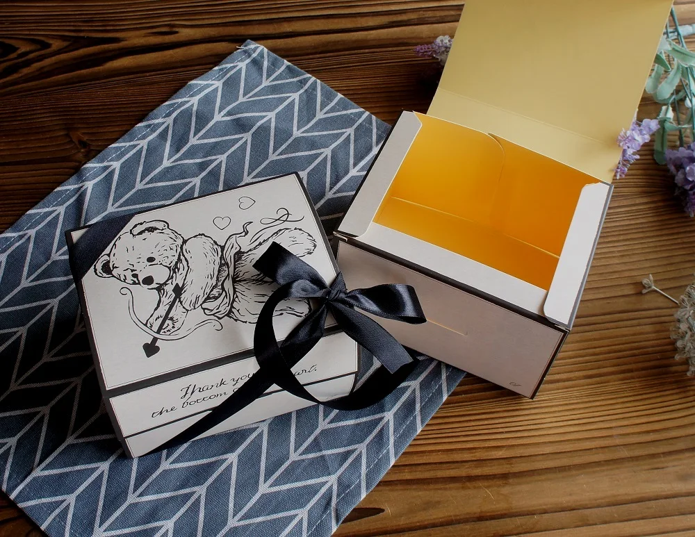 10 Pcs Blue Dog Bear Doll Paper Boxes 15.5×10×12cm for Wedding Birthday Valentine’s Day Chocolate Cookies Candy Macaron Packaging Food Safe Kraft Paper Gift Boxes 29