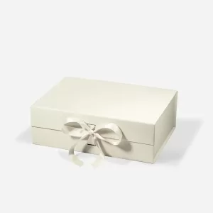 Medium Luxury Magnetic Closure Rigid Packaging Gift Box | Custom Logo Wedding Birthday Baby Gift Box | Eco-Friendly Foldable Paper Box with Half Magnetic Flap