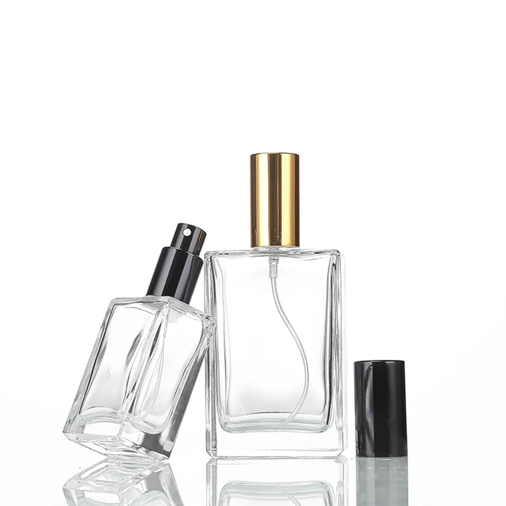 5ml 10ml 15ml 30ml 50ml Clear Mini Sample Refillable Spray Bottle Glass Atomizer with Black, Gold, Silver Lid for Travel, Cosmetic, Essential Oil, Liquid Storage Container