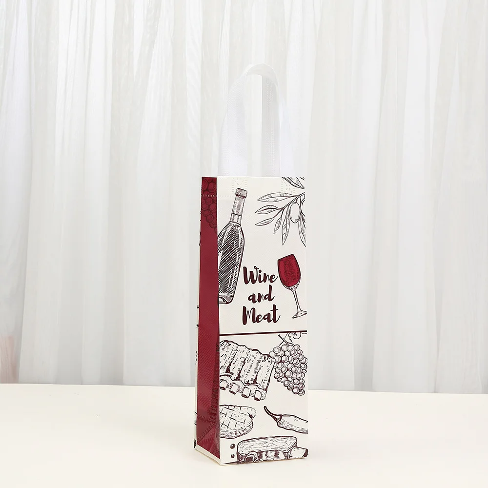 Vintage Wine Bottle Gift Bags, Non-Woven Gourmet Packaging with Cheese & Meat Print, Reusable Designer Wrapping Bags for Wine, Sweets, Party Favors, Holiday & Gourmet Gift Presentation Vintage Wine Bottle Gift Bags, Non-Woven Gourmet Packaging with Cheese & Meat Print, Reusable Designer Wrapping Bags for Wine, Sweets, Party Favors, Holiday & Gourmet Gift Presentation