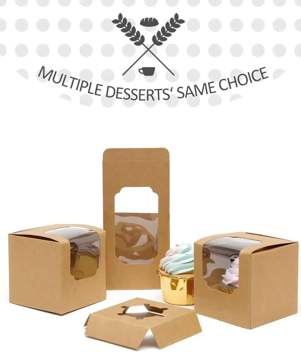 10/20/30pcs Single Cupcake Boxes with Insert and Clear Window, Foldable Paper Muffin Containers for Parties, Weddings, Birthdays, Baby Showers, Individual Dessert Packaging - 图片 4