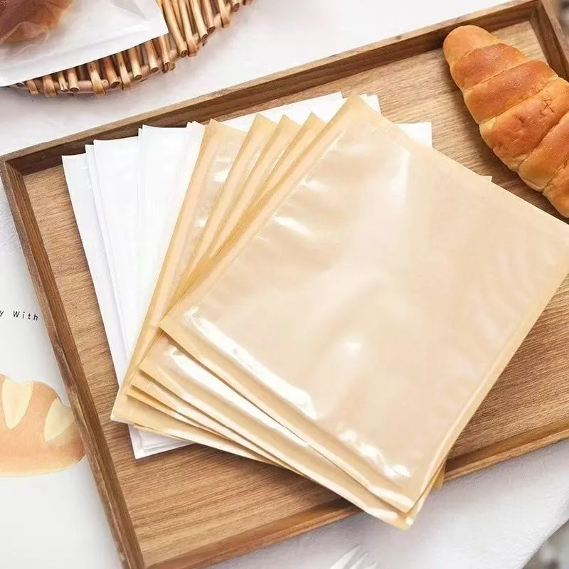100PCS Kraft Paper Bakery Bags with Clear Window, Greaseproof and Heat Resistant Packaging Pouches, Oil Resistant Brown Bags for Bread, Toast, Pastries, Sandwiches, Cookies, Party Snacks and Food Takeaway 1