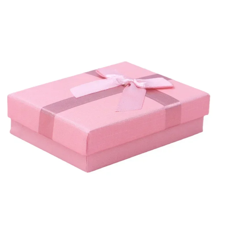 Velvet Metal Necklace Holder and Cardboard Jewelry Gift Box with Butterfly Bow – Sponge Lined Rectangle Packaging for Rings, Bracelets, Earrings and Necklaces – Elegant Jewelry Display and Storage