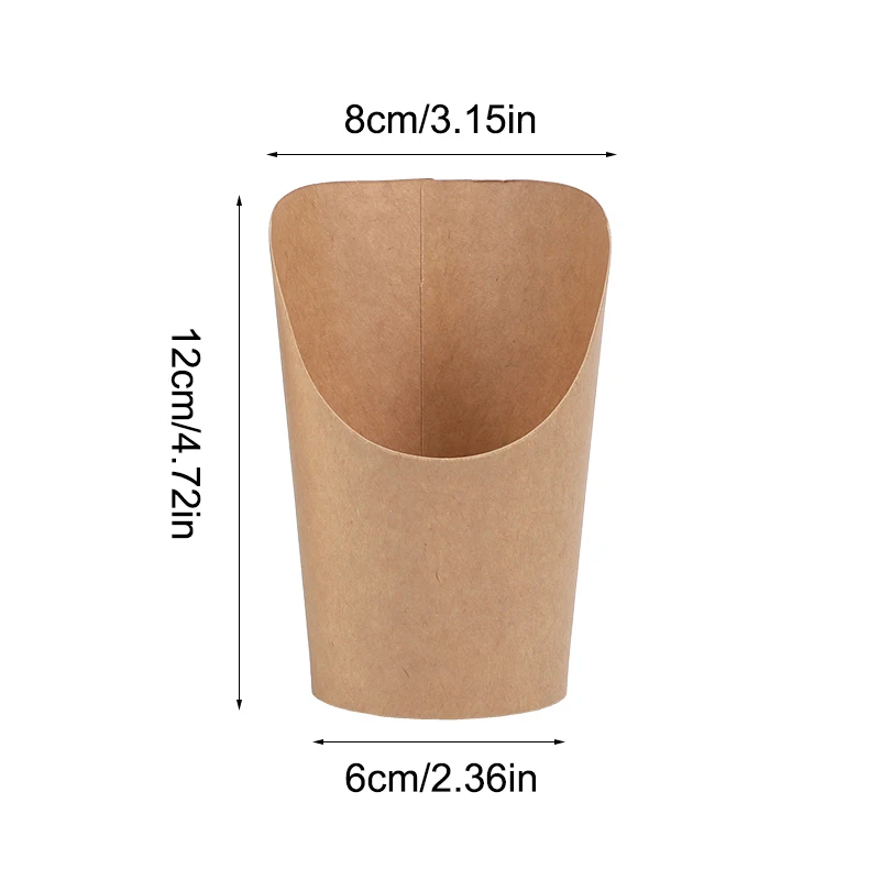 10pcs Disposable Kraft Paper French Fry Holders, Potato Chips Snack Cups, Charcuterie Boxes, Mini Dessert Containers, Party Supplies, Fast Food Takeout Paper Cups for Birthday, Wedding, Catering, Event Use - 图片 6