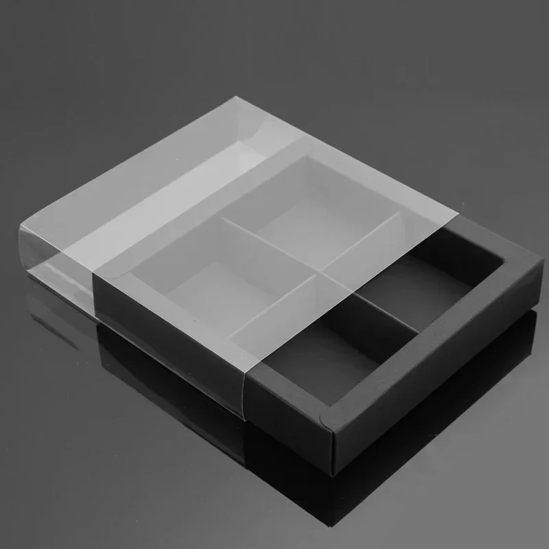 10PCS Chocolate Macarons and Mooncake Boxes with 4/9 Grid Inserts, PVC Transparent Window Gift Packaging, Ideal for Weddings, Christmas, Birthdays, Party Favors, Desserts, and Holiday Celebrations - 图片 4