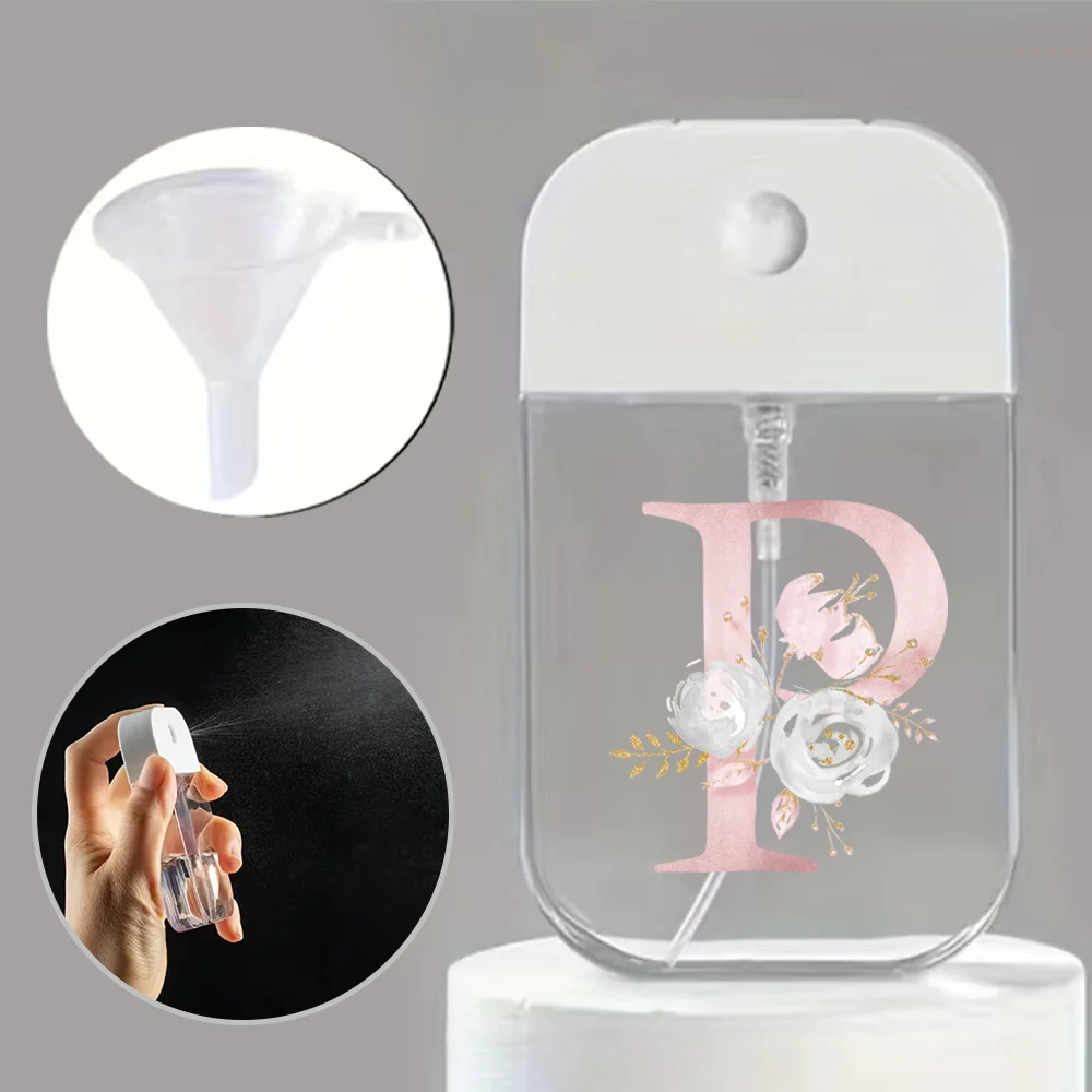 Portable Mini Spray Bottle with Funnel – Refillable Pink Flower and Letter Pattern Container for Perfume, Alcohol, Hand Sanitizer, Liquid Sub-Packaging, Travel-Friendly Cosmetic Sprayer - 图片 20