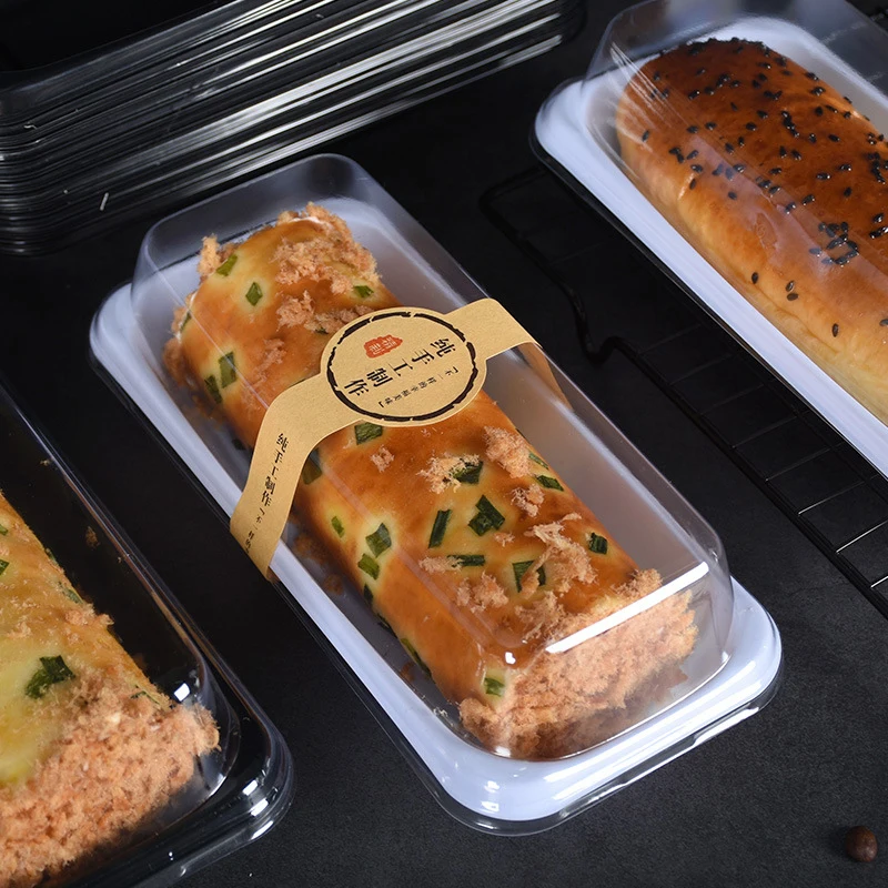50pcs Plastic Roll Cake Boxes with Clear Lid, Disposable Dessert Containers for Hot Dogs, Sandwiches, Mousse, Bread, Candy, Chocolate – Party, Wedding, and Holiday Storage Holders - 图片 8