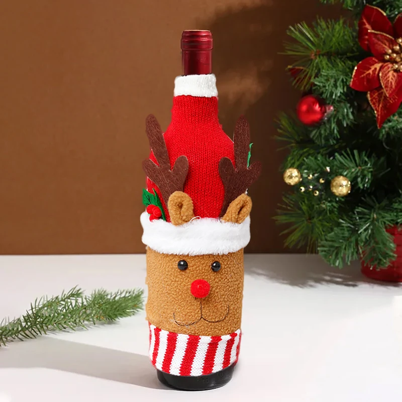 Christmas Sweater Wine Bottle Covers Set – 3/5/10PCS Knitted Santa & Snowman Bottle Bags, Reusable Holiday Decoration for Party, Dinner Table, Restaurant, Coffee Shop, Gift for Wine Lovers - 图片 9
