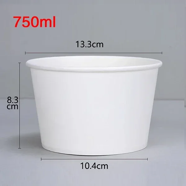 50Pcs Disposable Paper Bowls Eco-Friendly Round Food Containers with Lids, Takeaway Salad Soup Rice Noodle Lunch Packaging Boxes for Restaurants, Picnics, Catering, Fast Food and Party Use - 图片 7