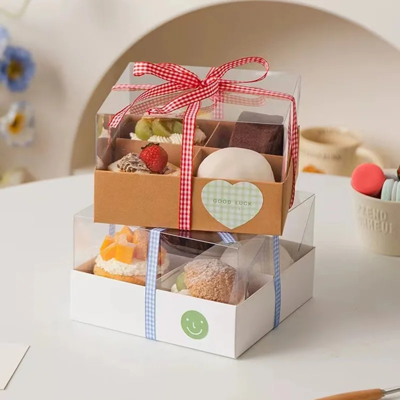 5PCS Moon Cake Boxes with Transparent Lid, 4/6/9 Grid Inserts for Candy, Nougat, Snowflake Crisp, Pastry and Dessert Packaging, Ideal for Baking, Gift Giving, Party Favors, Seasonal Celebrations and Special Events - 图片 4