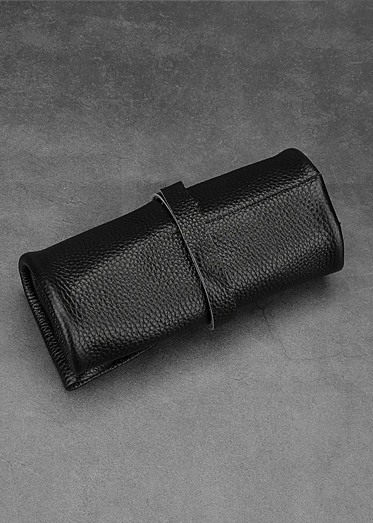 Travel Watch Organizer | Luxury 6 Slots Black Leather Watch Roll Organizer – Portable Travel Storage Case for Men & Women Wristwatches, Smart Watches & Accessories, Roll-Up Display Bag with Snap Closure for Secure Protection 6