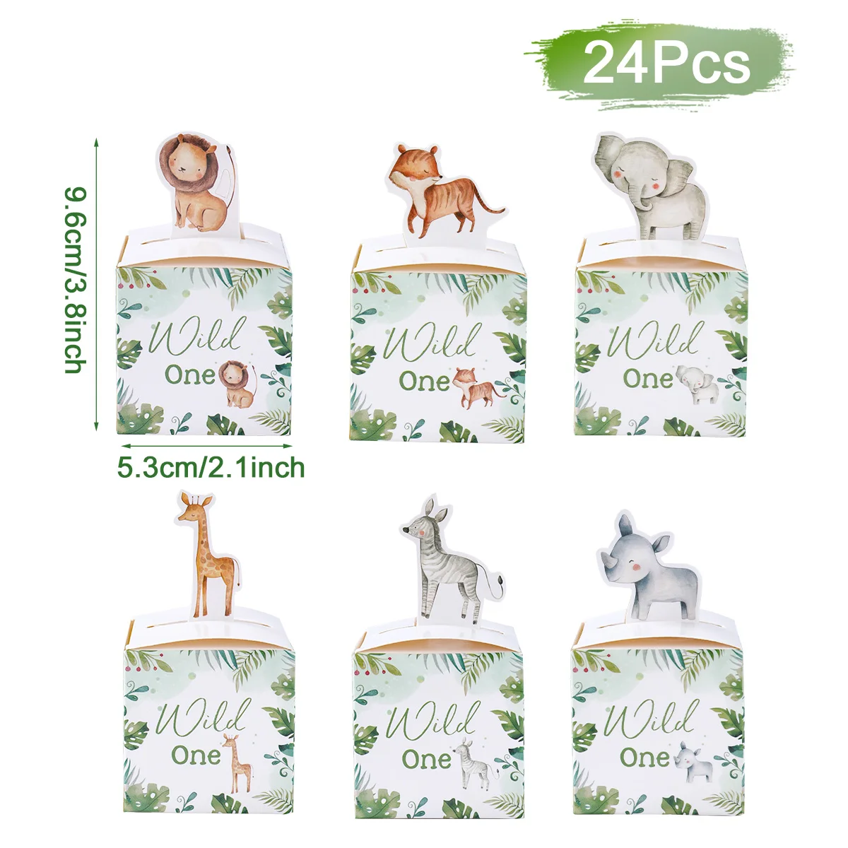 24PCS Jungle Safari Animal Candy Boxes, Cute Paper Gift Packaging for Kids Birthday Parties, Baby Showers, Wild One Celebrations, Party Favors, Reusable Decorative Boxes, Factory Direct Supply - 图片 8