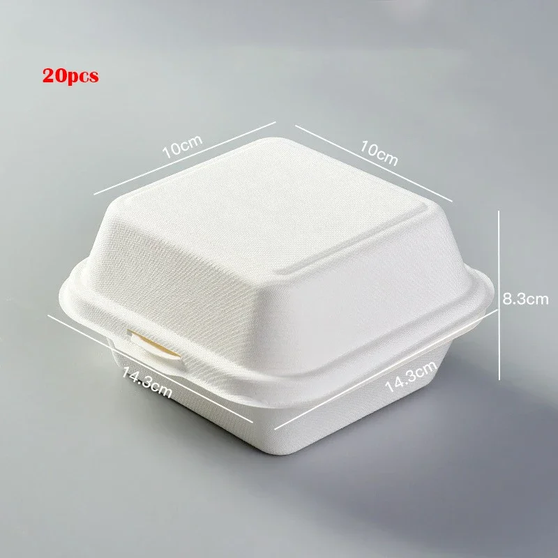 10/20pcs Disposable Bento Food Containers, Biodegradable, Microwave-Safe Lunchboxes for Burgers, Snacks, Desserts, Cakes, Office Meal Prep, Takeout, Eco-Friendly Food Packaging - 图片 8