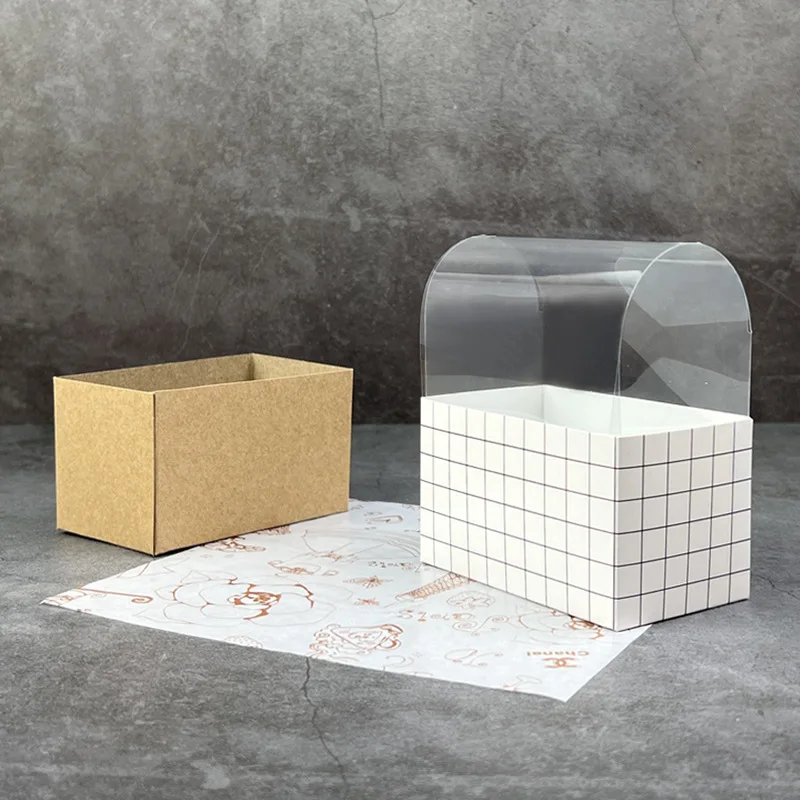 50pcs Kraft Paper Sandwich and Burger Takeout Boxes, Disposable Toast, Donut, Bread, Hamburger Packaging Containers, Oilproof Paper Trays for Bakery, Pastry, Party, Catering, Wedding Food Service 8