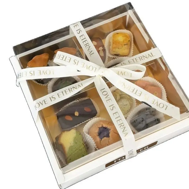 Transparent Four-Grid Dessert Cake Box 4 Compartments Clear Pastry Packaging Container for Mousse, Cupcakes, Cookies, Afternoon Tea, Picnic, Takeaway, Bakery, Party, Home Kitchen Sweet Treat Storage - 图片 5