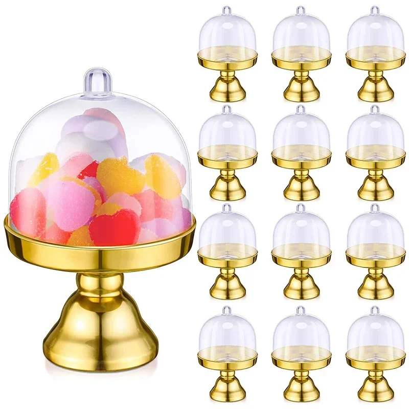 4/12pcs Clear Plastic Mini Candy and Cupcake Boxes with Lids, Elegant Wedding Gift Boxes, Party Dessert Display Trays, Macaron Holders, Birthday Favors, Table Decor for Special Events - 图片 2