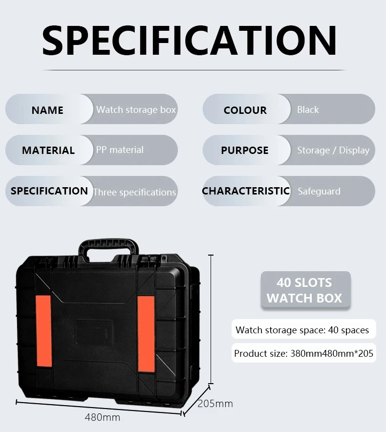 Waterproof Watch Storage Box for Men with Secure Anti-Drop Design, Portable Jewelry Display Case and Toolbox Organizer for Travel and Home, Protective Suitcase for Watches, Bracelets, Rings, and Accessories 8