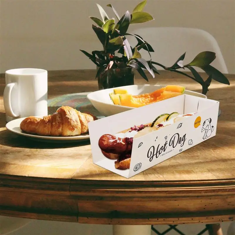 100pcs Disposable Paper Hot Dog Snack Boxes for Takeout, French Fries, Cheese Dogs, Party Snacks, BBQ, Outdoor Catering, Restaurant Serving, Eco-Friendly Portable Food Containers 2