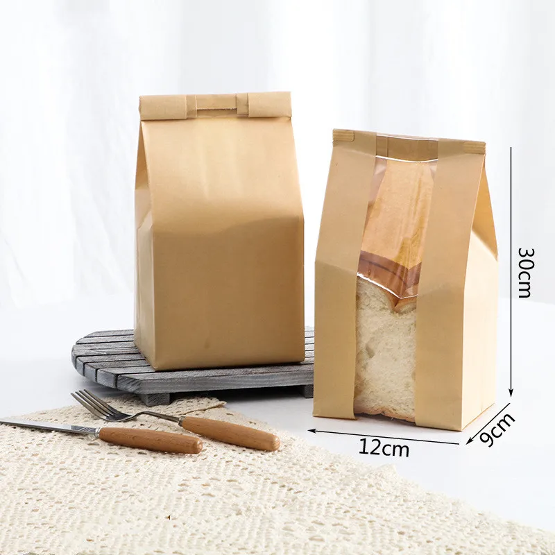 500PCS Kraft Paper Bread Loaf Bags with Clear Window and Tin Tie Closure, Extra Large Brown Bakery Packaging Bags for Coffee, Cookies, Pastries, Granola, Candy, Popcorn, Sandwiches and Gift Treats - 图片 9