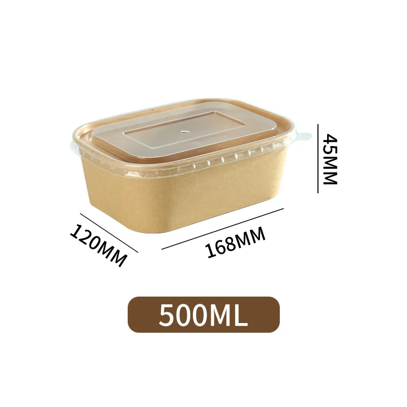 25PCS Kraft Paper Square Food Bowls with Clear Lids 500/650/750/1000ML Disposable Lunch Box Containers for Takeout Soup Salad Noodles Party Picnic Meal Prep - 图片 6