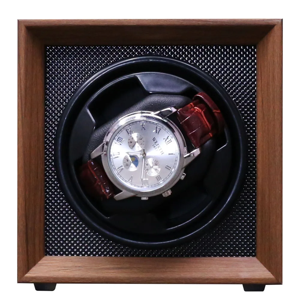 Wooden Single Automatic Watch Winder Box with Silent Motor, Luxury Wood Finish Display Case for Mechanical Watches, Elegant Collector Storage Organizer for Safe Rotation and Watch Protection