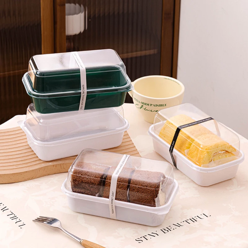 50pcs Clear Lid Roll Cake Boxes for Hot Dogs, Sandwiches, Desserts, Candy, Chocolate, Mousse – Plastic Takeout Containers for Parties, Weddings, Christmas, and Home Use 12