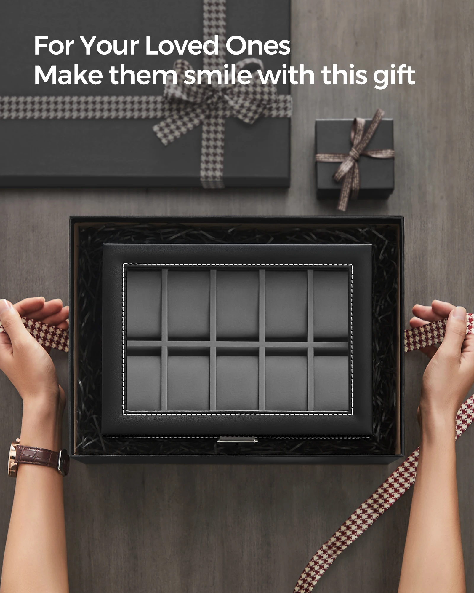 Black Synthetic Leather 20-Slot Watch Box with Glass Lid, Two-Layer Lockable Display Case, Velvet-Lined Organizer for Watches and Jewelry, Medium Density Fiberboard & PU Construction, Elegant Storage for Home & Office Black Synthetic Leather 20-Slot Watch Box with Glass Lid, Two-Layer Lockable Display Case, Velvet-Lined Organizer for Watches and Jewelry, Medium Density Fiberboard & PU Construction, Elegant Storage for Home & Office