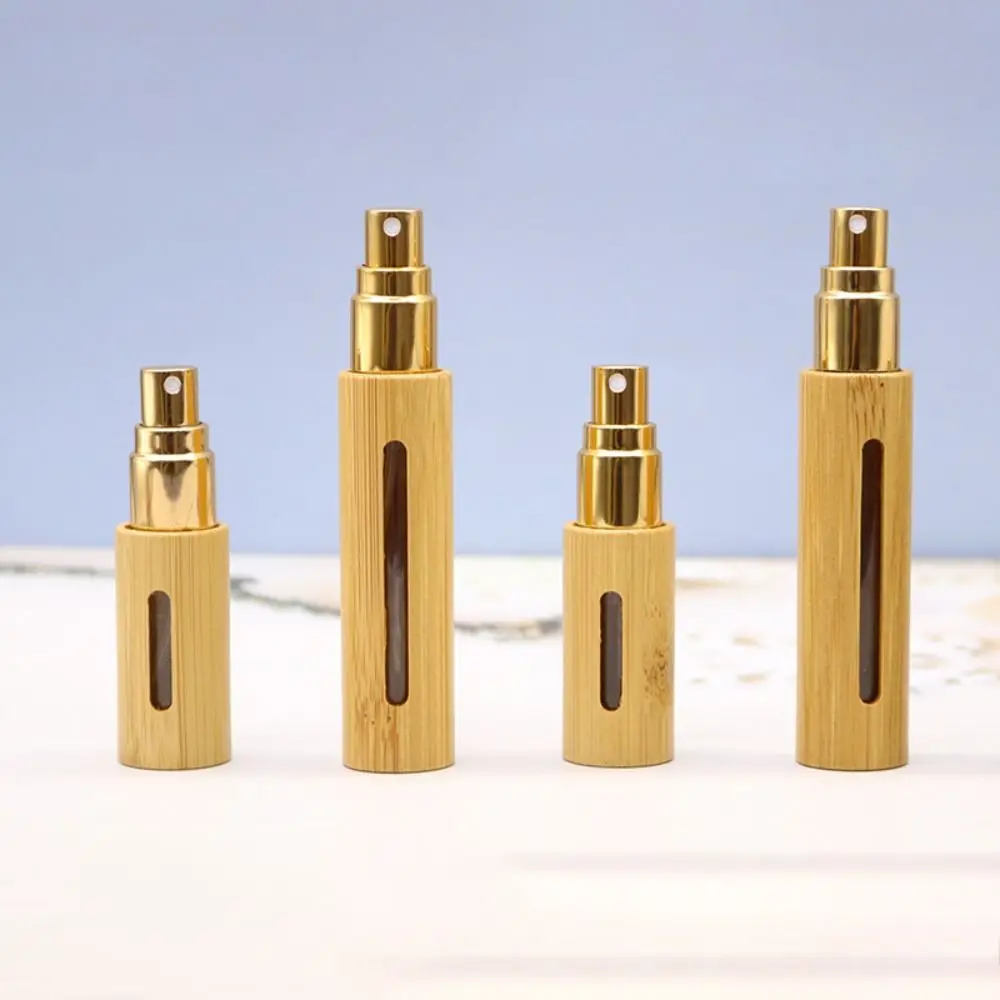 5ml 10ml Bamboo Spray Bottle for Travel, Portable Refillable Mini Cosmetic Container, Eco-Friendly Liquid Atomizer, Cylindrical Design for Perfume, Essential Oils, Face & Body Care, Gift-Ready