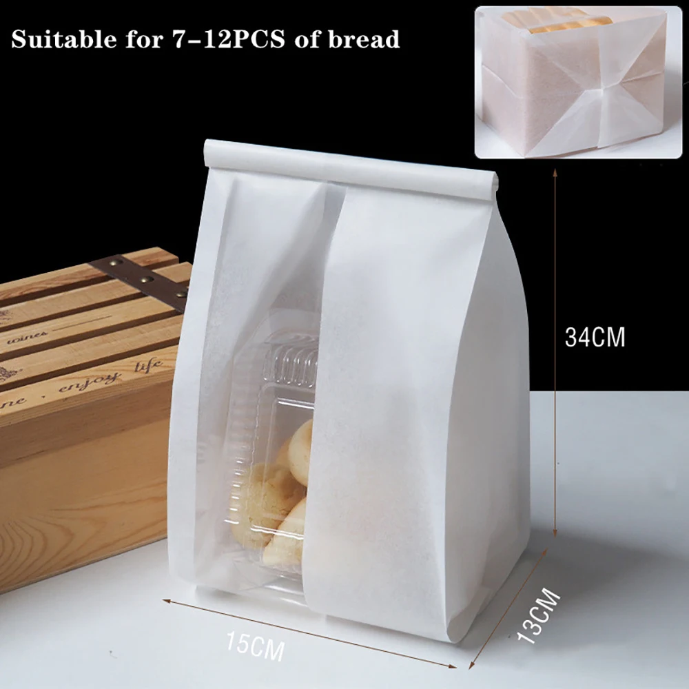 50PCS Bakery Takeaway Toast Bags with Clear Window, Kraft Paper Gusset Tin Tie Bread Hamburger Oil-Proof Packing Bags for Home Baking, Café, Party, and Gift Packaging - 图片 8