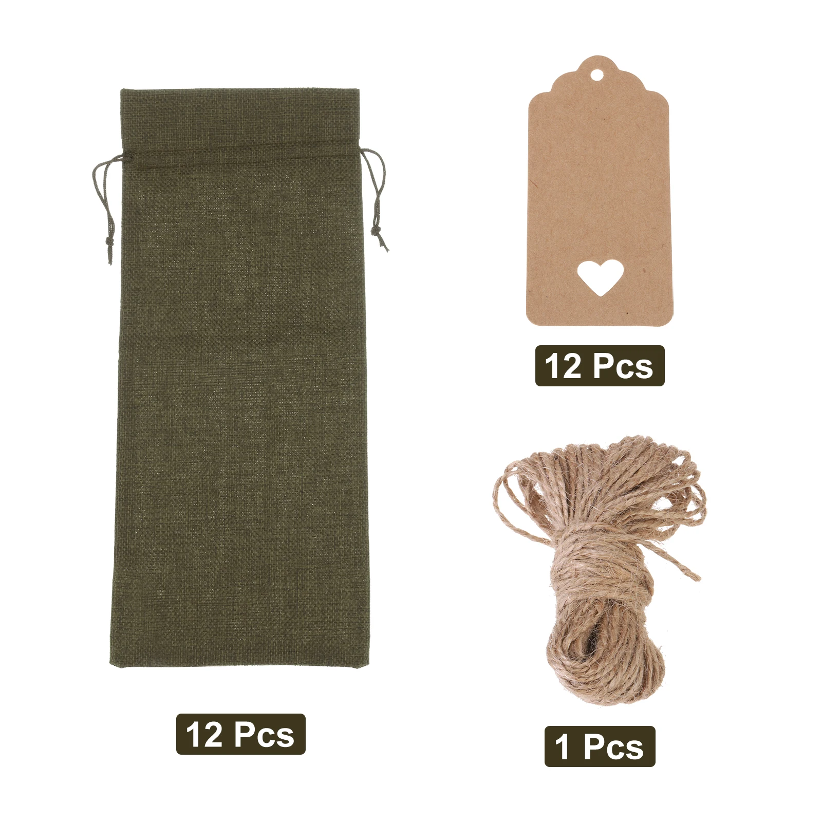 12pcs Burlap Wine Bags with Drawstrings, Reusable Gift Bag Pouches with Tags, Durable Wine Bottle Packaging for Weddings, Christmas, Parties, Home Storage, and Holiday Gift Wrapping - 图片 15