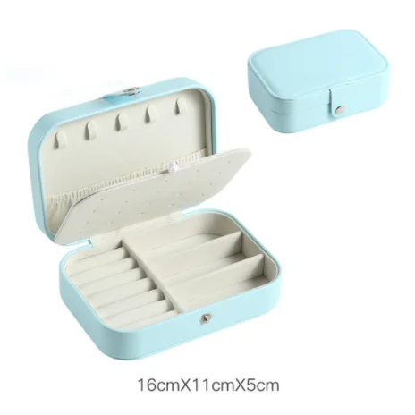 Travel Jewelry Organizer 💍 Trendy Portable Jewelry Box – Leather Travel Jewelry Organizer with Zipper & Button – Compact Display Storage Case for Earrings, Rings, Necklaces, Bracelets – Ideal Gift Joyero Estuche de Joyas