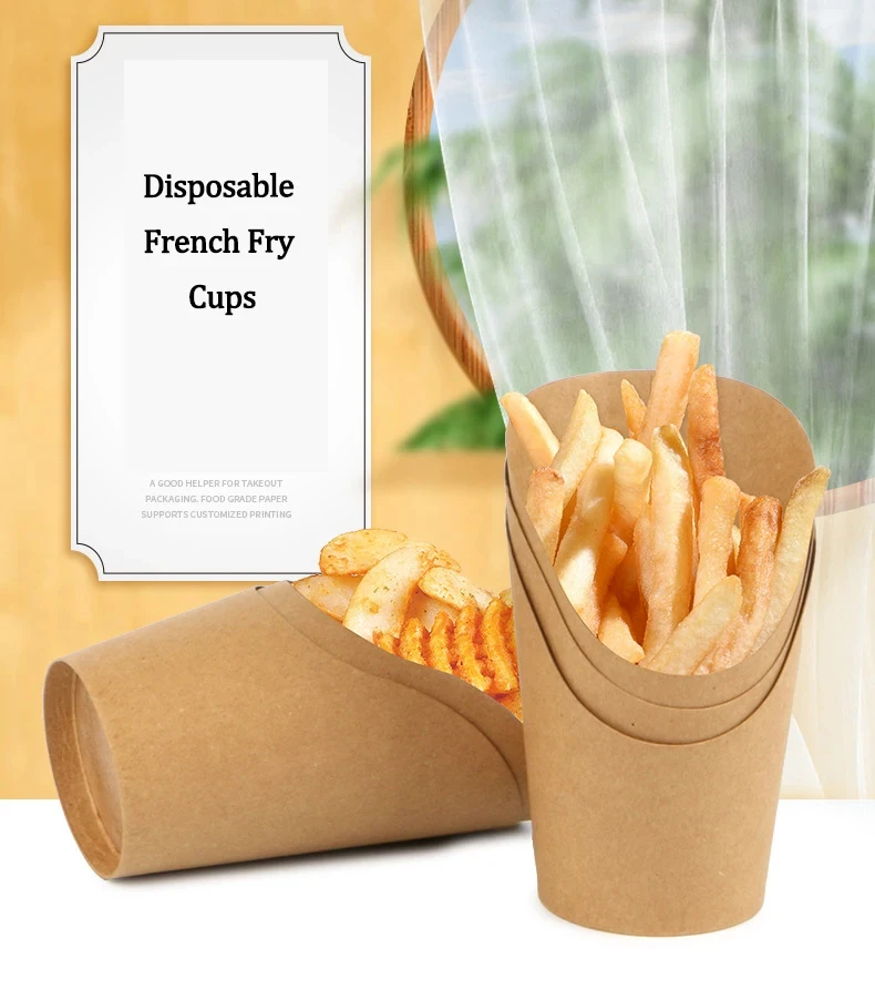 50/100PCS Disposable Kraft Paper French Fry Cups, Potato Chips Holders, Charcuterie Snack Boxes, Birthday Party Supplies, Takeout Food Containers, Eco-Friendly Fast Food Paper Cups for Snacks 14