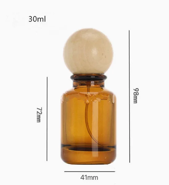 10pcs 30ml 50ml 100ml Brown Glass Perfume Spray Bottles with Wooden Cap | Empty Atomizer Refillable Crimp Neck Containers | Elegant Bayonet Design Reusable Fragrance Bottles for DIY Perfume & Travel Use - 图片 6
