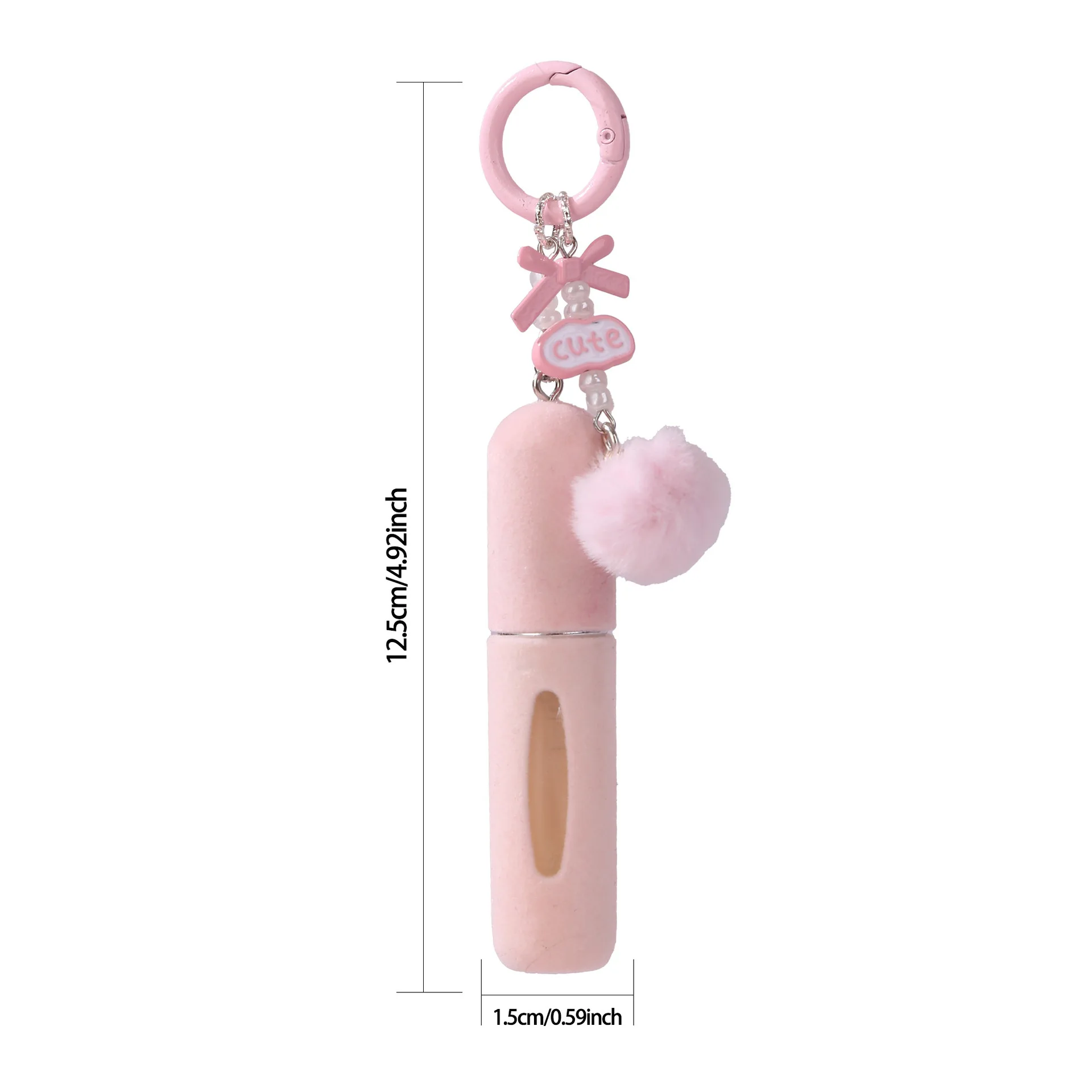 New Plush Perfume Keychain Bottle 5ML Refillable Mini Atomizer with Charger Base, Cute Soft Hanging J-Shape Key Ring Travel Spray Container for Women, Portable Sub-Bottling Cosmetic Perfume Holder - 图片 5