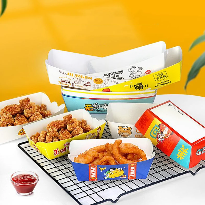 100PCS Disposable Hot Dog Boxes Paper Food Trays | Foldable Takeout Catering Containers for Sandwich, French Fries, Snacks | Eco-Friendly Party Serving Tableware for BBQ, Events, Festivals - 图片 4