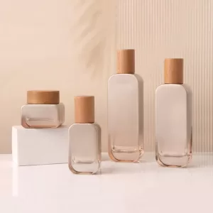 6pcs 30/50g Glass Cream Jars and 30-120ml Lotion Pump Bottles with Elegant Wooden Caps – Premium Refillable Skincare Containers for Face Cream, Lotion, Serum, Travel-Friendly and High-End Cosmetic Storage