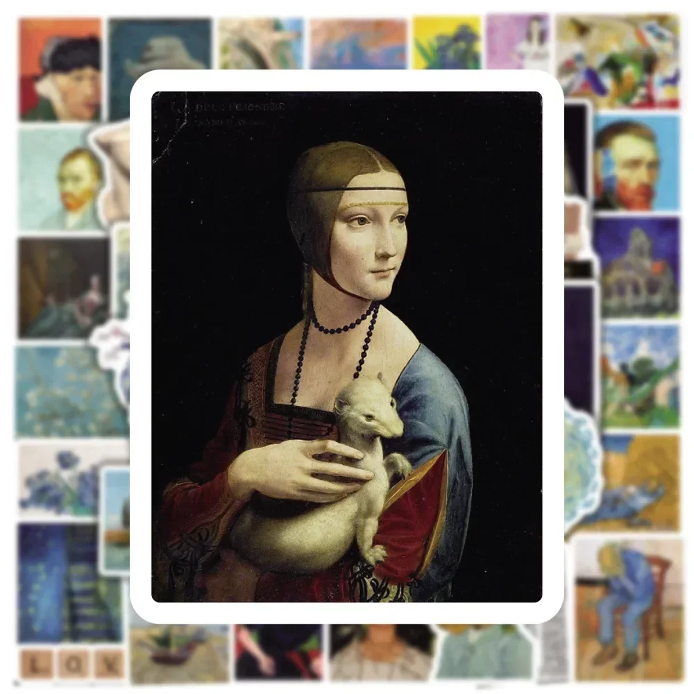 50/100Pcs Van Gogh Oil Painting Aesthetic Stickers Pack — Waterproof DIY Art Decals for Cars, Motorcycles, Laptops, Suitcases, Guitars, Handbags, Children's Crafts, Gift Wrapping and Creative Packaging Projects 4
