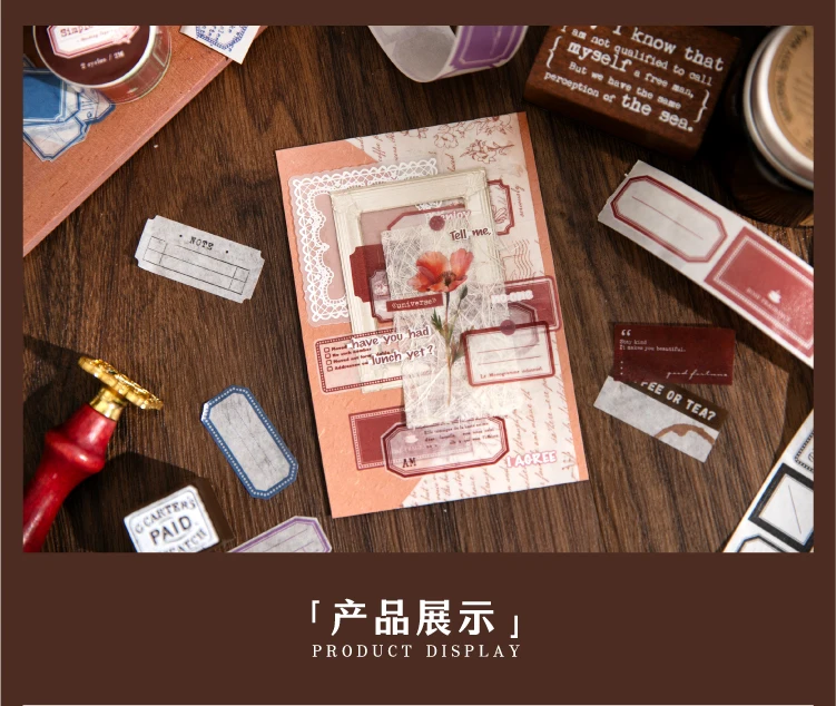 25mm x 2m Retro Simple Label Washi Sticker Tape Roll, Aesthetic Decorative Masking Tape for Collage, Planner, Scrapbook, Junk Journal, DIY Stationery, and Craft Packaging 5