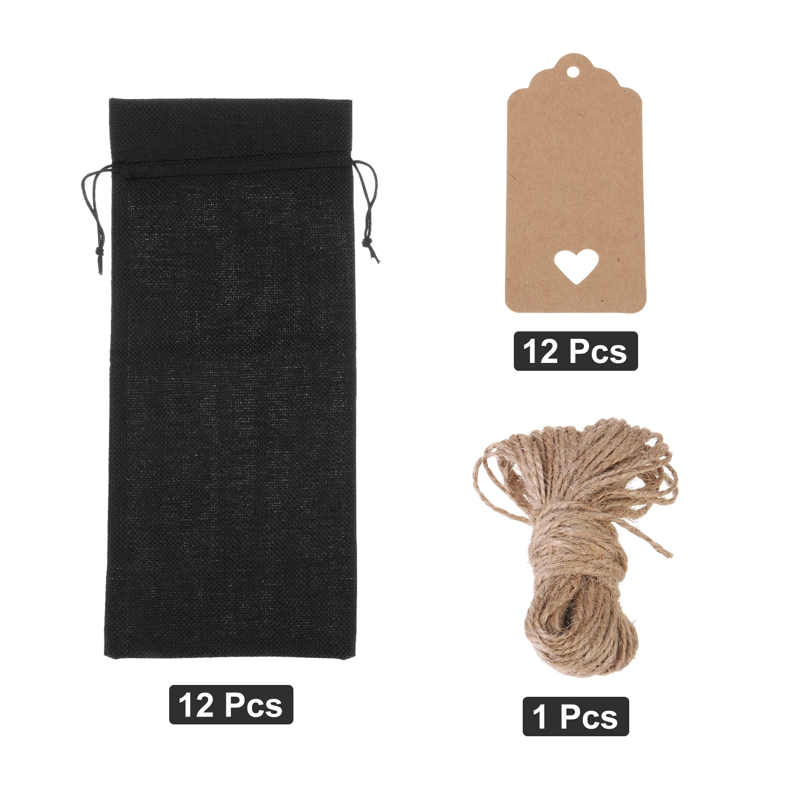 12pcs Burlap Wine Bags with Drawstrings, Reusable Gift Bag Pouches with Tags, Durable Wine Bottle Packaging for Weddings, Christmas, Parties, Home Storage, and Holiday Gift Wrapping - 图片 12