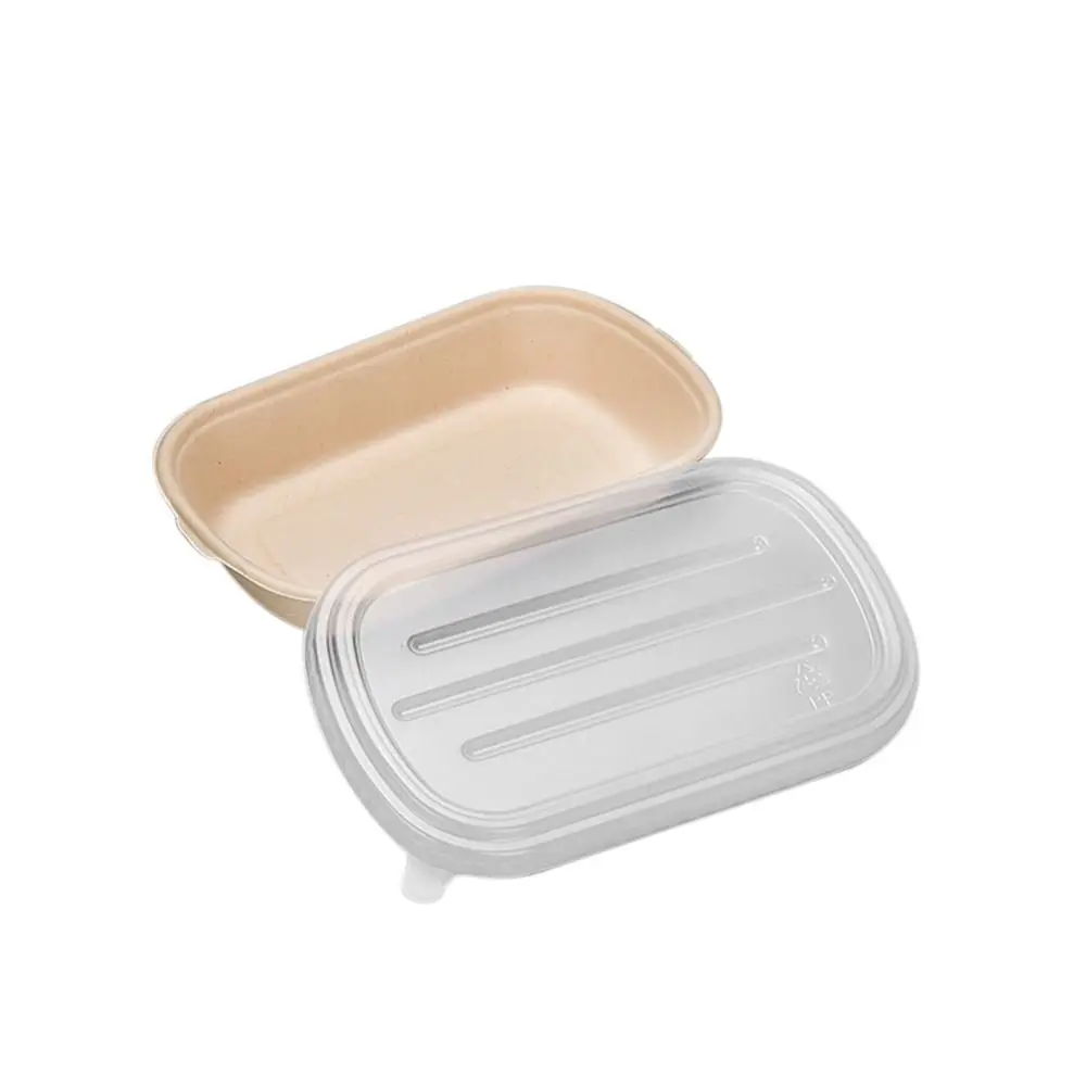 500ml 700ml 850ml 1000ml Disposable Paper Food Containers with Lids, Eco-Friendly Pulp Salad Lunch Box, Oil-Proof Takeout Bento Box for Hot Cold Meals, Recyclable Degradable To-Go Packaging - 图片 12