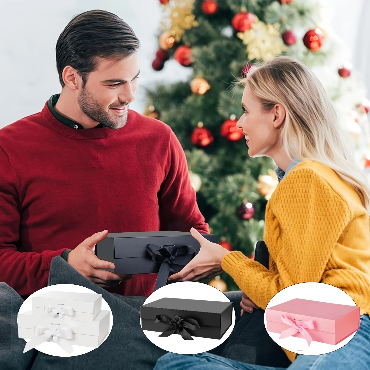 10-1Pcs Magnetic Closure Gift Packaging Box with Ribbon | Collapsible Box with Lid for Wedding Gift Wrap, Bridesmaid Proposal, Birthday, Party Favor | Reusable Magnetic Foldable Box 4