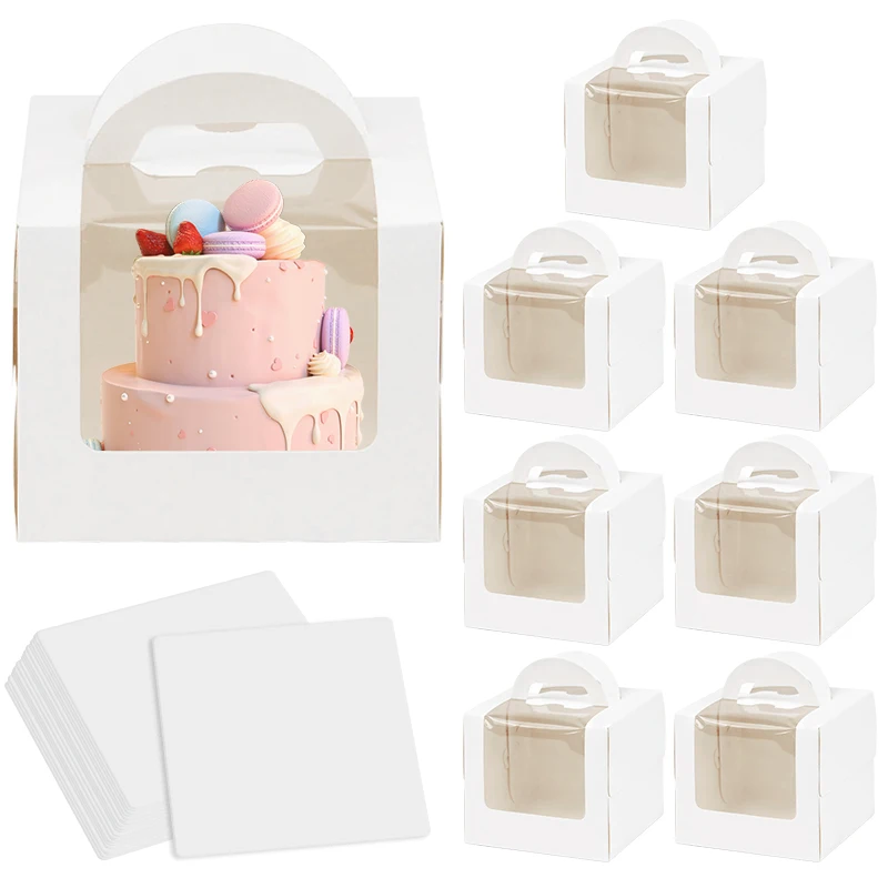 10Pcs Cake Boxes with Clear Window, Paper Gift Packaging Containers for Wedding Birthday Party Muffins Cupcakes Desserts, Baby Shower and Party Favor Storage Display 4